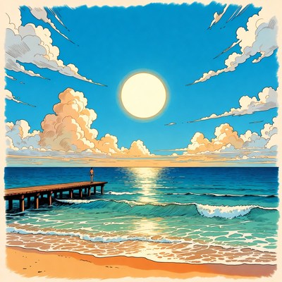 Man standing on pier at sunset