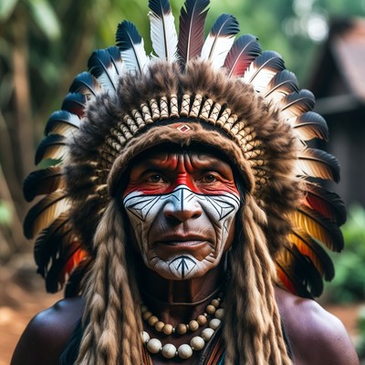 Indigenous man with feather headdress