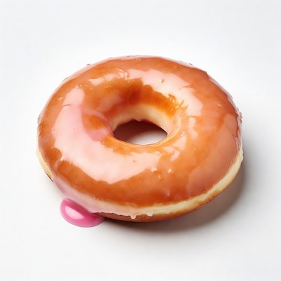 Glazed donut with pink drip