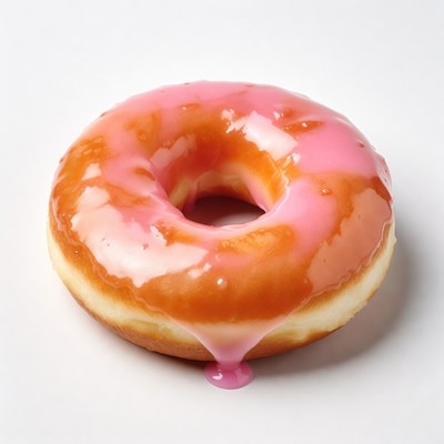 Pink Glazed Donut Dripping Glaze