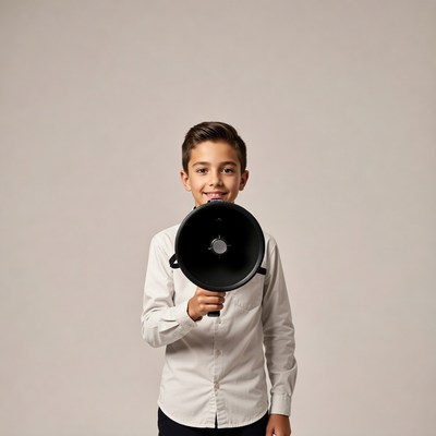Boy holding megaphone
