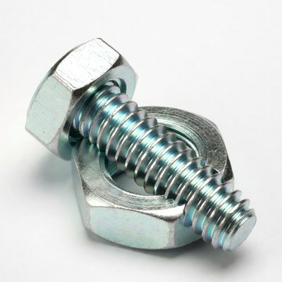 Bolt and nut on white background