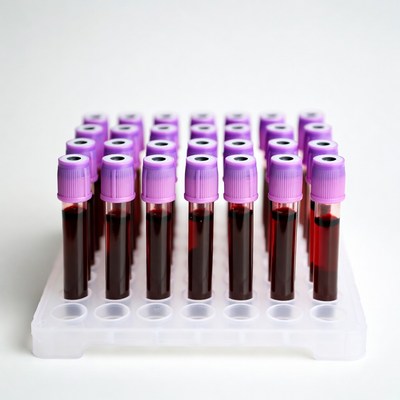 Purple-Top Blood Sample Tubes Rack