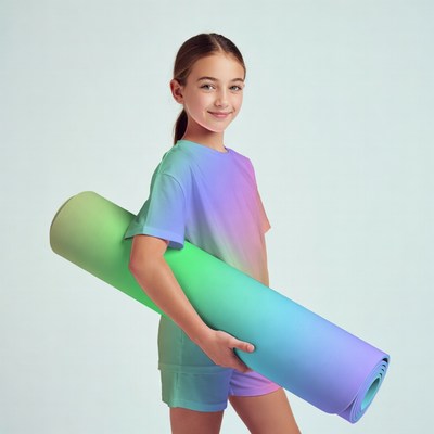 Girl holding yoga mat