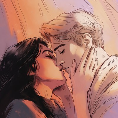 Man and woman kissing passionately