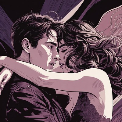 Man and woman kissing passionately