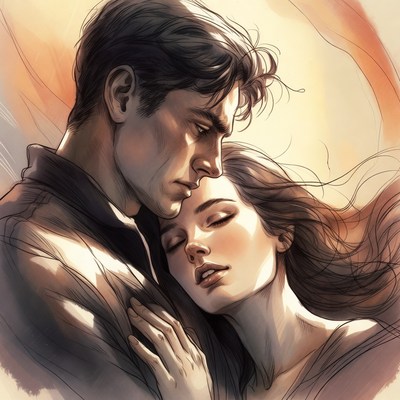 Man embracing woman illustration