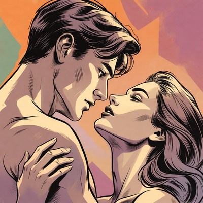 Man and woman kissing passionately