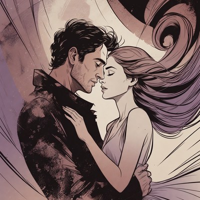 Man and woman kissing passionately