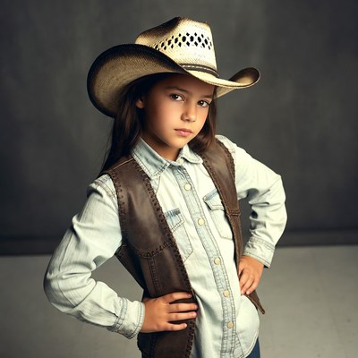 Girl in cowboy hat with hands on hips