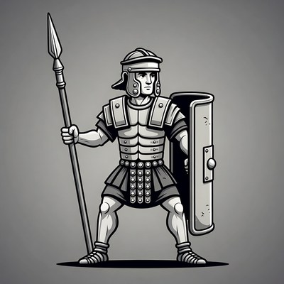 Roman soldier with spear and shield