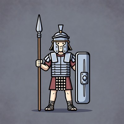 Roman soldier with spear and shield