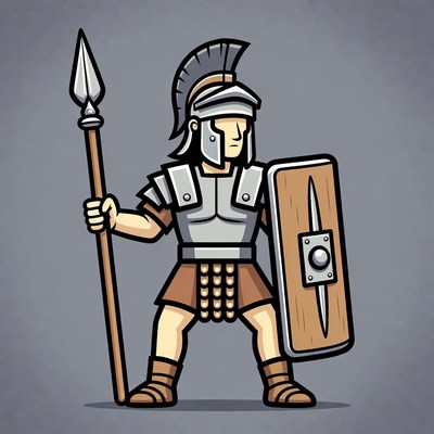 Roman soldier with spear and shield