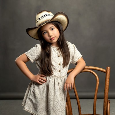 Asian girl in cowboy hat posing