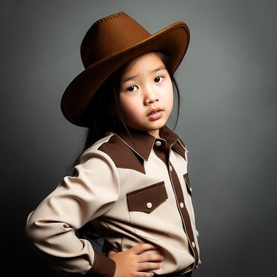 Asian girl in cowboy hat