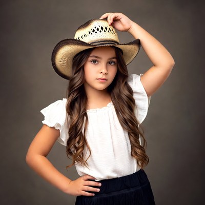 Girl wearing cowboy hat