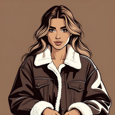 Woman in fur-lined denim jacket