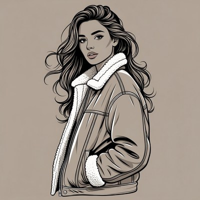 Woman in fur-lined denim jacket