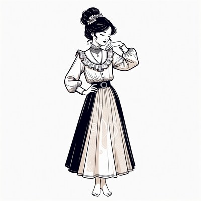 Victorian woman in layered dress