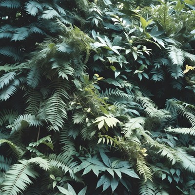 Lush Green Fern Leaves Closeup