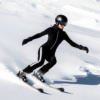 Woman skiing on snowy slope