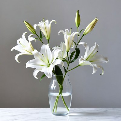 White Lilies in Glass Vase