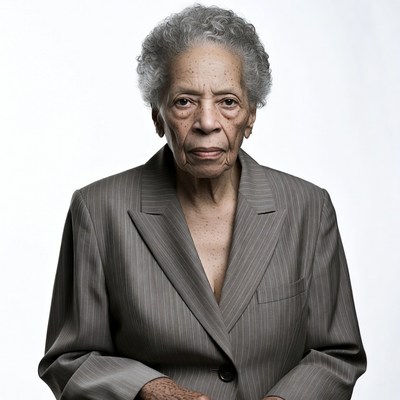 Elderly African-American woman in pinstripe suit