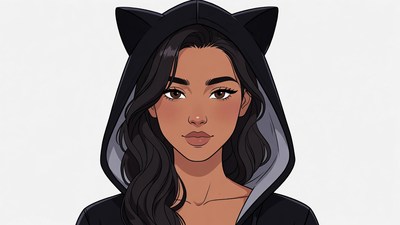 Asian woman in cat ear hoodie