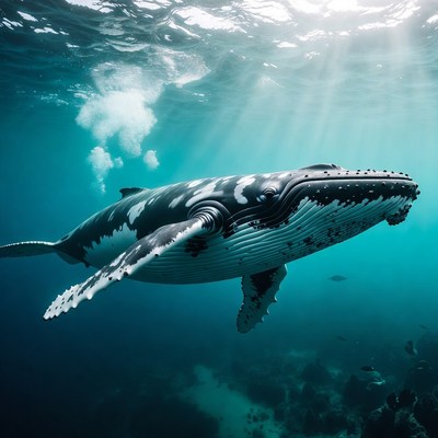 Humpback Whale Swimming Underwater