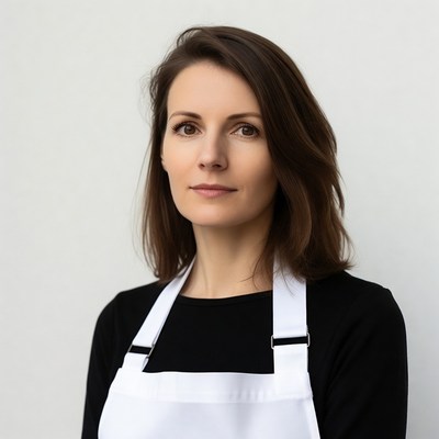 Woman wearing white apron