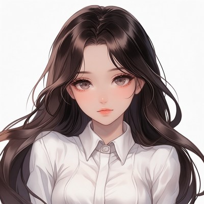 Anime girl with long brown hair
