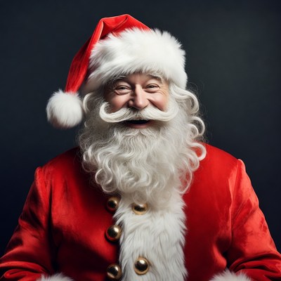 Smiling Santa Claus in red suit