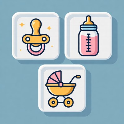 Baby Pacifier Bottle Stroller Icons