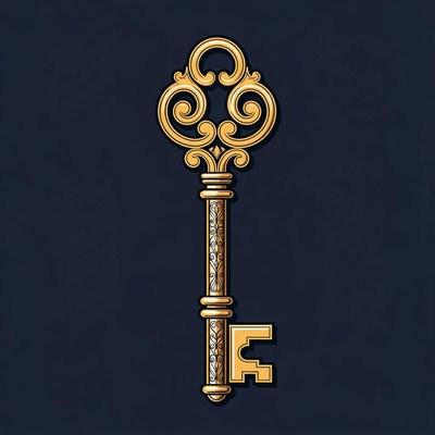 Ornate Golden Key Illustration
