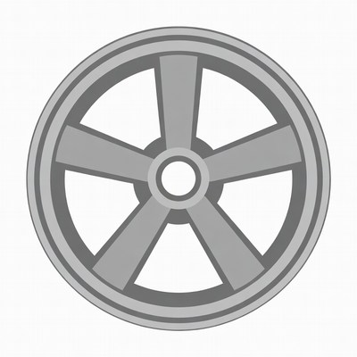 Gray Five-Spoke Wheel Illustration