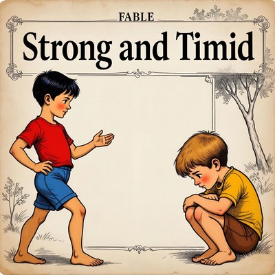 Strong and Timid Boys Illustration