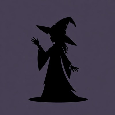 Silhouette of girl casting spell