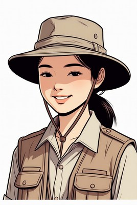 Asian woman in safari hat
