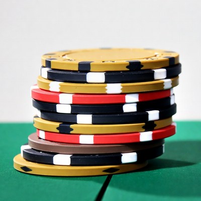 Stack of colorful poker chips