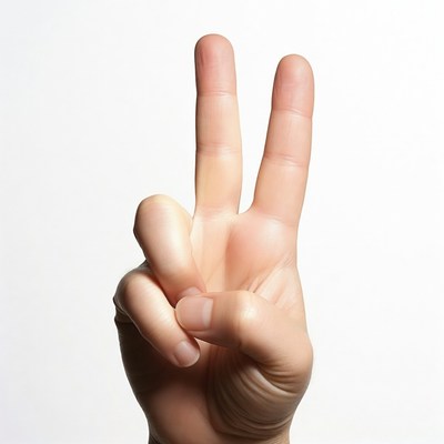 Hand making peace sign