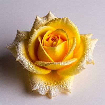Yellow rose with water droplets