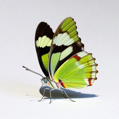 Green butterfly with white wings