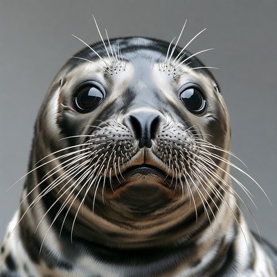 Close-up harbor seal face