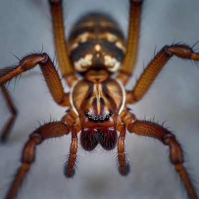 Close-up of striped brown spider