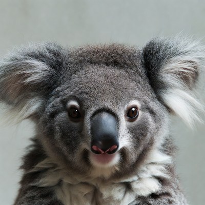 Close-up of cute koala face