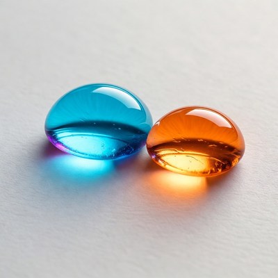 Blue and Orange Water Droplets