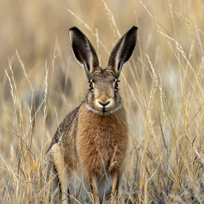 Jackrabbit standing in tall grass
