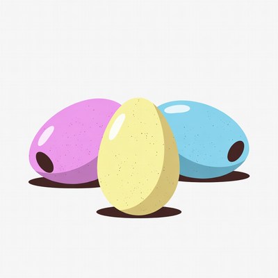 Three Colorful Easter Eggs