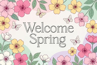 Welcome Spring Floral Illustration