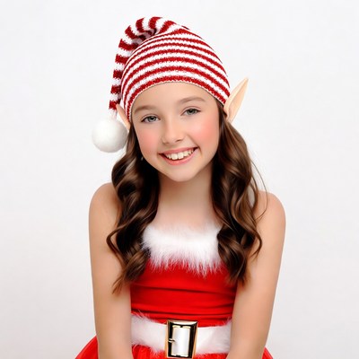 Girl in elf costume smiling